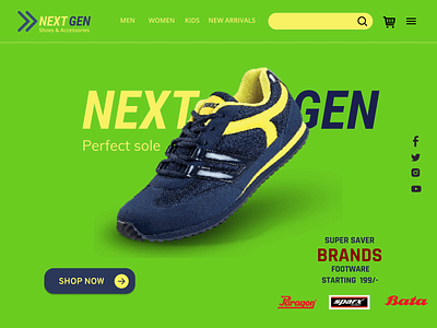 NextGen Footware Branding UI desing landing page