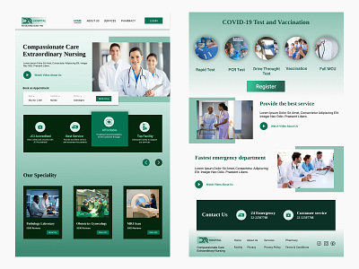 Hospital Landing pages app branding covid19 design figma hospital illustration logo report test ui ux vector