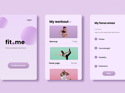 fit.me design fitness app purple vector workout app