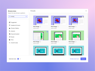 Optimizing the design process with Smart Blocks and Resize gradient modal popup product product design resize smart ui ui design uiux ux