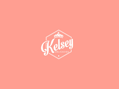 Kelsey Delicacies Logo brand branding cake cupcake design hexagon icon identity illustrator logo type vector