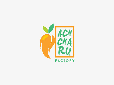 Achcharu Logo branding chili design factory food hot icon iconography logo orange yellow