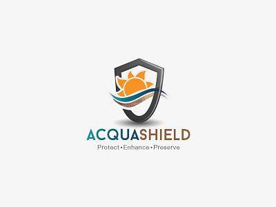 Acqua Shield Logo branding design icon iconography logo orange protect safe safety shield sun water