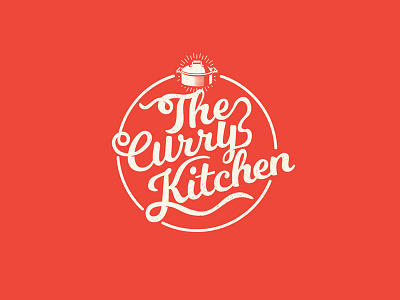 The Curry Kitchen Logo curry food hand homemade kitchen logo red spice typography