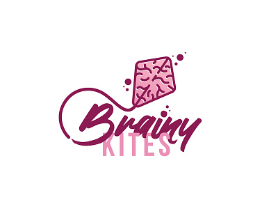 BRAINY KITES LOGO brain brainy education fun kids kites logo maroon pink