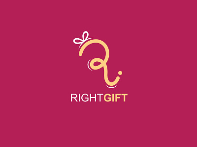 Right Gift Logo branding gift logo maroon minimal red ribbon yellow