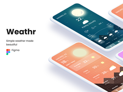 Weathr colorful colourful flutter mobile ui ux weather