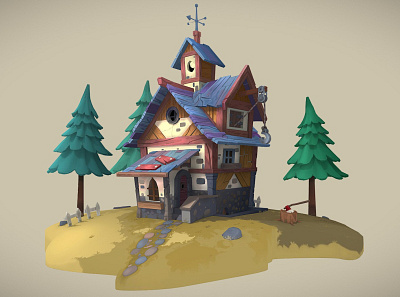 HOUSE 3dcoat 3dmodels adobe photoshop architecture blender3d game art house