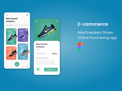 Nike sneaker E-commerce Mobile app branding card components e commerce app ecommerce figma freebies mobile ui online online store shoes shopping sneakers trade trendy ui design ui elements uidesign uiux ux