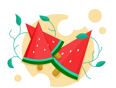 Summer illustration adobe illustrator art artwork flat fruit illustration summer summer illustration summertime vector illustration vectorart vectorartwork vectorillustration watermelon