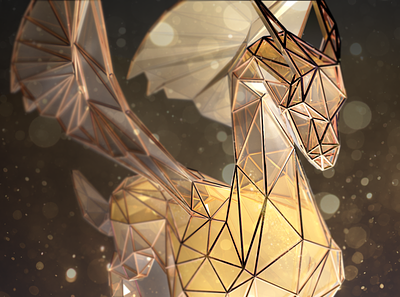 «Antifragility» Illustration 3d 3d art c4d cg cg art cinema 4d digital art dragon fantasy glass gold illustration low poly modeling render wings