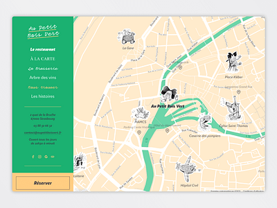 Au Petit Bois Vert - Custom Map branding custom design graphic design illustration map restaurant webdesign