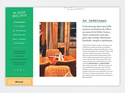 Au Petit Bois Vert - Interior colors graphicdesign green photography restaurant web webdesign website