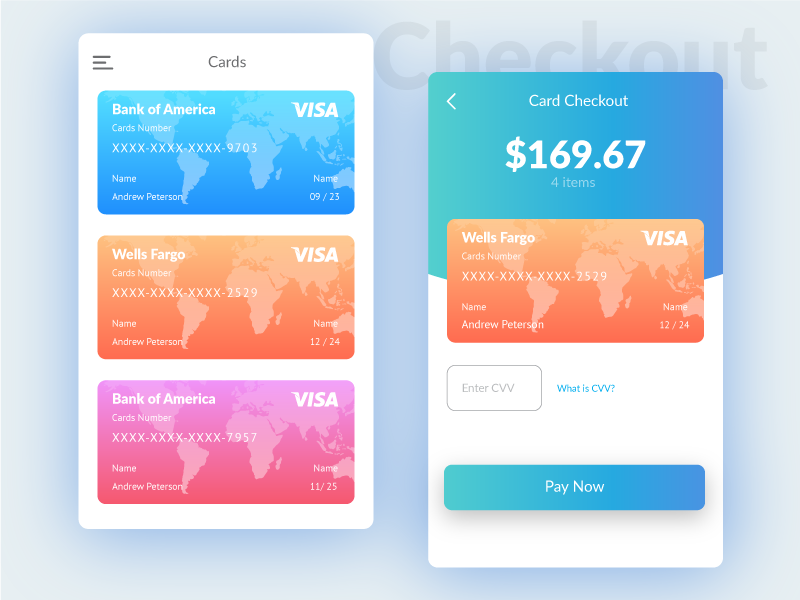 Credit Card Checkout - Daily UI 002 by Urvish Bhatt on Dribbble