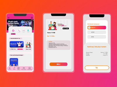 Bima+ Tri Indonesia app design internet managing store ui vector