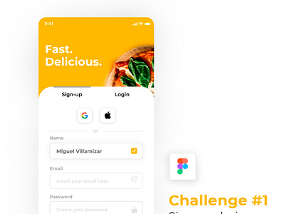 Sign up - Pizza App Delivery app design interface minimal ui ux