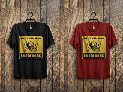 Dangerous T-shirt Design boy t-shirt dangerous design girl t-shirt horror illustration logo skull t-shirt design typography yellow