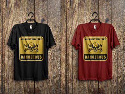 Dangerous T-shirt Design boy t shirt dangerous design girl t shirt horror illustration logo skull t shirt design typography yellow