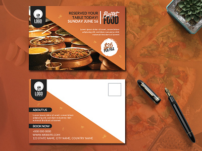 Restaurants Postcard Design Template