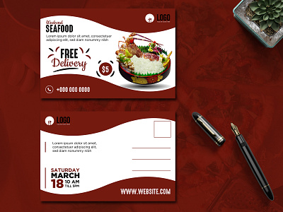 Restaurants Postcard Design Template card card design card template postcard postcard design postcard template restaurants restaurants card restaurants postcard restaurants template seafood seafood postcard template