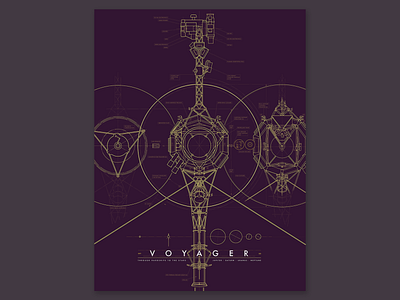 Voyager Blueprint - Gold blueprint data gold graphic illustration infographic poster sagan space vector voyager