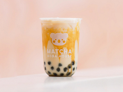 Matcha Boba House Logo Design aesthetic boba boba logo boba tea brand identity branding bubble tea cafe logo cup design cute design cute logo freelance designer graphic design illustration kawaii design logodesign matcha minimalist packaging design visual identity