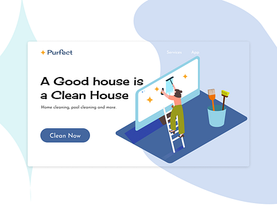Purfect - Cleaning Services | Landin Page design header homepage illustration minimal ui web