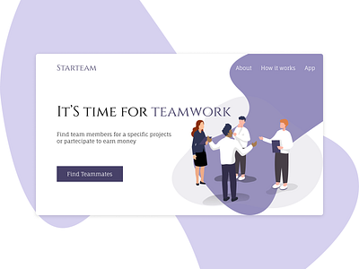Starteam - Find your teammates design header homepage illustration minimal ui web