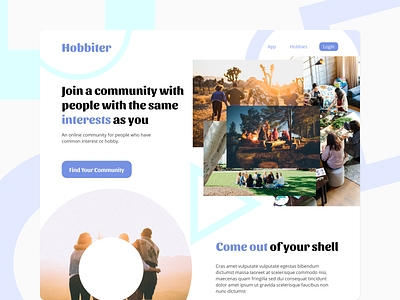 Hobbiter - Community Website Landing Page clean creative dailyui design flat landing page minimal modern simple ui ui design web web design website