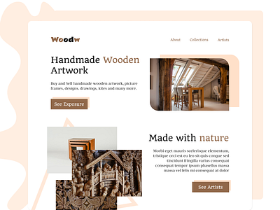 Woodw - Handmade Wooden Artwork clean creative dailyui design flat landing page minimal modern simple ui ui design web website wed design