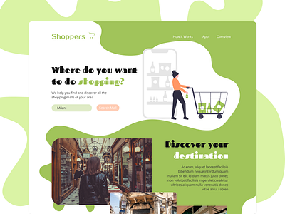Shoppers - Discover New Malls clean creative dailyui design flat landing page minimal modern simple ui ui design web web design website