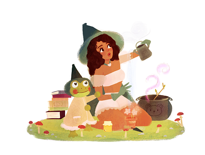 Garden Witch drawing dribbble illustration