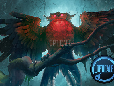 Gobora - Crystal Owl (Opticale) bird creature digital painting fantasy game art illustration owl painting