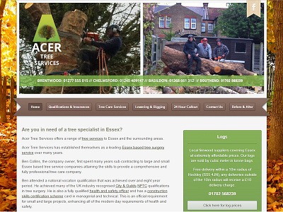 Acer Tree Surgery css design html php web design