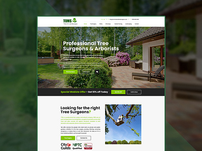 Toms Tree and Landscapes Home Page landscaping website design and development