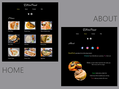 DosaPoint dosa food food website indian food minimal typography ui ux