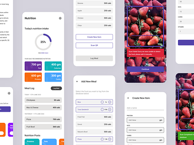 ZBody Fitness App - Nutrition app design exercise fitness fitness app meal library meal scanner nutrition nutrition app ui workout