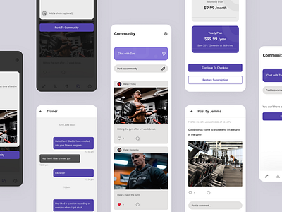 ZBody Fitness App - Community app design community exercise fitness app fitness community posts social trainer ui ux