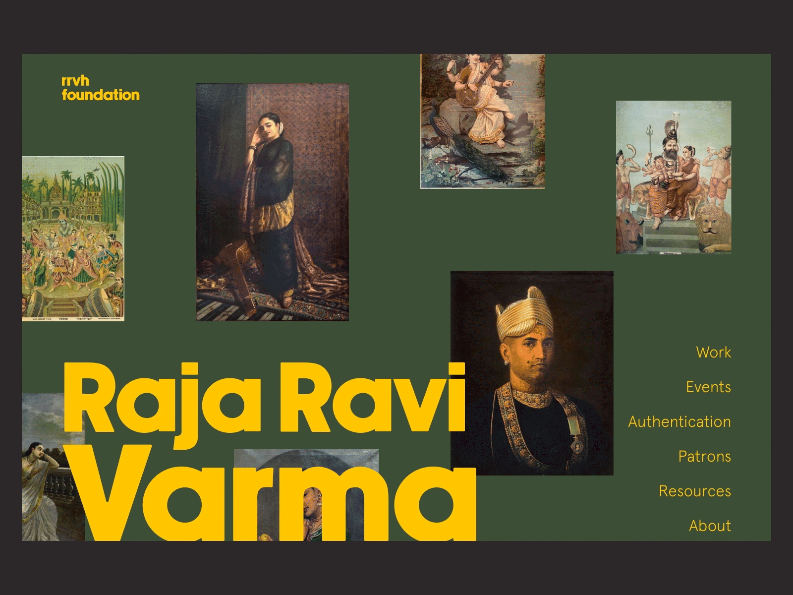 Raja Ravi Varma - Art Gallery Website art gallery art museum website artist artist website design gallery website paintings raja ravi varma typography ui ux web design website