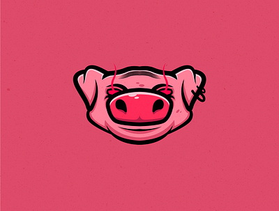 Pig flat illustration logo mascot logo vector