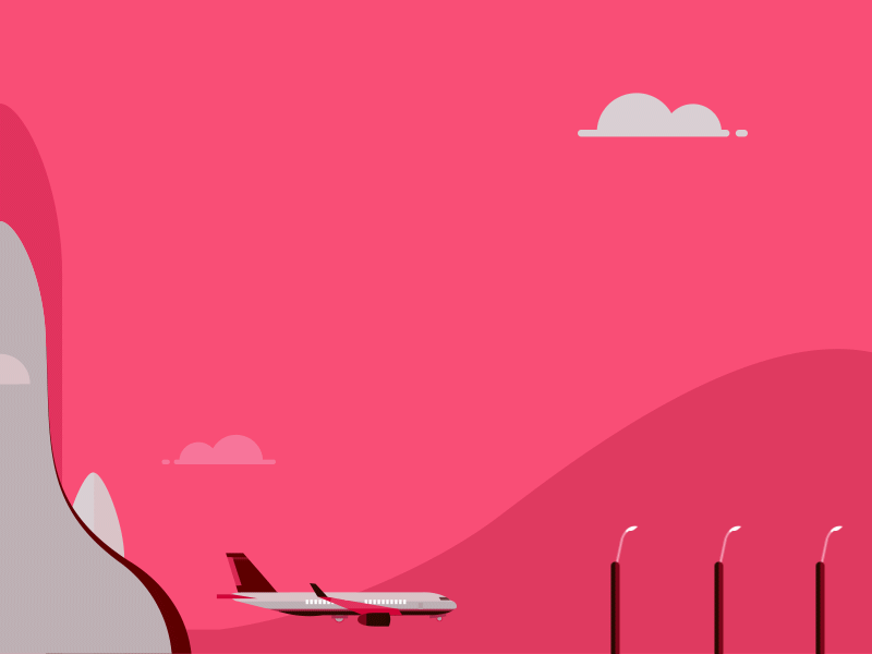 let's go trip again airplane airport animation effel illustration pink space craft tour trip