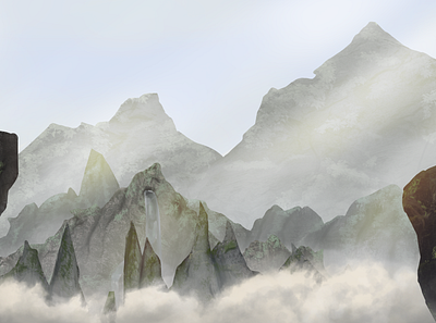 Mountains Above Clouds concept design design environment design illustration illustrator mountains