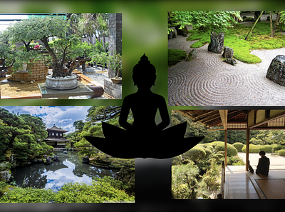 Moodboard of the day 10/12 bonsai buddha garden moodboard moodboardoftheday nature zen