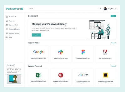 Password Management Application dashboard logo ui ux