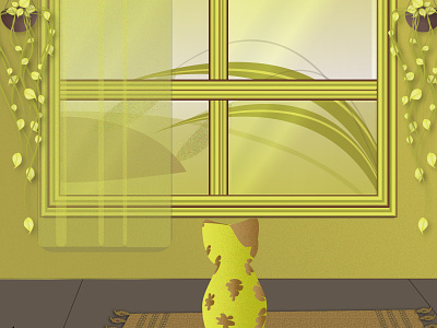 cat looking out the window cat illustration illustrator window