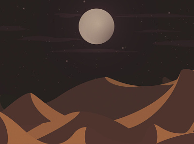 midnight desert moon desert illustration illustrator midnight moon