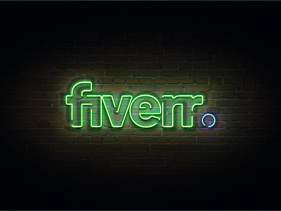 Neon signs for logo Fiverr. background brick wall figma fiverr illustration logo neon neon colors neon light neon lights neon sign night stream streamer streaming twitch wall