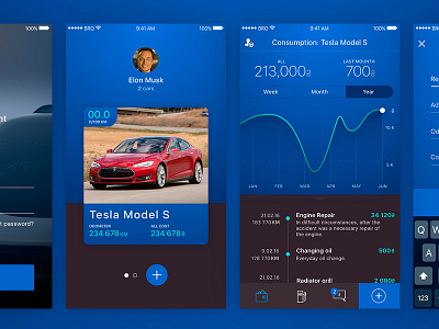 The manager at the car costs. app cars concept dashboard design ios ui