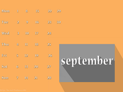 September 2014 (Calendar) 2014 autumn calendar color editorial graphic design orange orange printed september