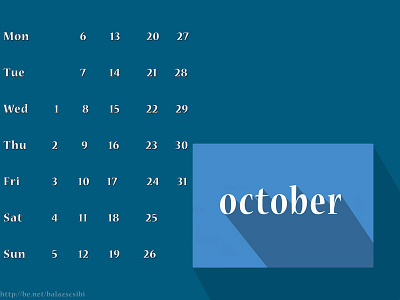 Hello October - Colorful Calendar 2014 autumn blue calendar color editorial october printed